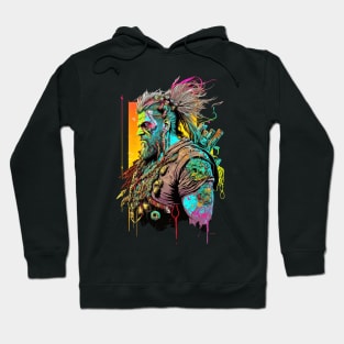 Neon Cyberpunk Viking - V1.04 Hoodie